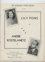Lily Pons &amp; Andre Kostelanetz Program Margaret Etter Creche Chicago IL 1940 - £14.80 GBP