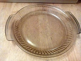 Anchor Hocking VINTAGE 9 inch Pie Plate Dish #1460 Amber Brown Glass Ribbed USA - £14.63 GBP
