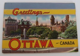 Vintage 1950&#39;s souvenir color folio postcard Greetings from Ottawa Canada - $9.99