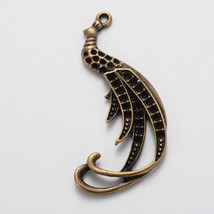 Peacock Pendant Rhinestone Setting Bird Charms Pheasant Antiqued Bronze ... - $74.87 MXN