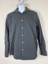 Old Navy Men Size M Gray Geometric Circle Button Up Shirt Long Sleeve Slim Fit - £6.02 GBP