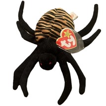 Ty Beanie Baby Spinner Spider Plush Toy With Black &amp; Orange Striped Body... - $130.08 MXN