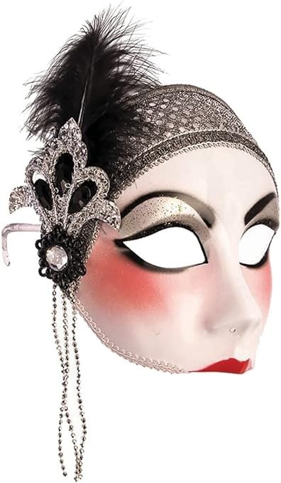 FORUM FLAPPER 1/2 MASK w/FEATHER HAND DETAILED HALLOWEEN COSTUME ACCESSORY 81084 Item image 4