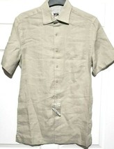 Joseph Abboud White Linen Shirt Hye Geen Short Sleeve - £8.87 GBP