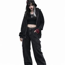 Aeropostale High Rise Wide Leg Black Cargo Goth Y2K Style Utility Jean S... - $22.99