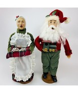 Vintage Christmas Carolers Woman with Tray of Cinn Rolls &amp; Santa with To... - $34.99