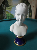 Capodimonte Bust Of A Girl Bisque Cobalt Base By Pucci 12&quot; Original - £155.80 GBP