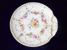 Dresden Shell Dish, Flowers and Garlands, 6&quot; diam[a4] - $38.21