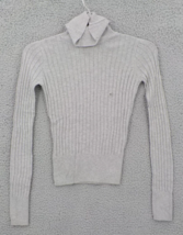 Aeropostale Turtleneck Sweater Ladies Juniors SZ S Grey Knit Ribbed Top NWT - £7.86 GBP