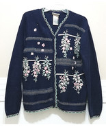 NORTHERN REFLECTIONS Navy Cardigan Ladies Large Pink Floral Embroidered ... - £14.85 GBP