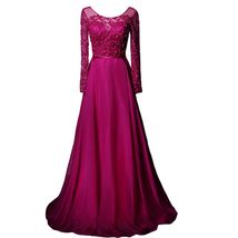 An item in the Fashion category: Kivary Sheer Long Sleeves A Line Women Formal Prom Dresses Beaded Evening Gowns 