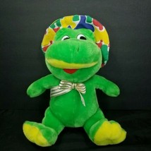 King Plush Green Frog Different Color Hat Stuffed Animal Gold Bow Tie Farmer 11" - £14.00 GBP