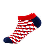 Red, White Blue 3D Cubed Patterned Ankle Socks (Adult Large) - $3.07