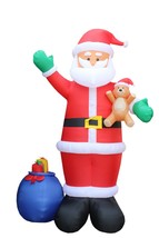 USED 12 Foot Tall Christmas Inflatable Santa Claus Gift Bag Lights Decor... - $68.31