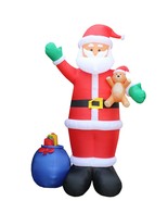 USED 12 Foot Tall Christmas Inflatable Santa Claus Gift Bag Lights Decor... - $68.31