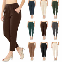 Womens Pleated High Rise Elastic Waist Ankle Pants w/ Pockets - $24.70+