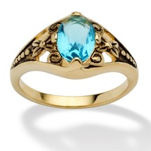 PalmBeach Jewelry Birthstone Gold-Plated Ring-December-Blue Topaz - £20.96 GBP