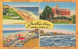 Greetings From Virginia Spiaggia VA ~ Multi Vista ~1954 Vintage Cartolina - £7.02 GBP