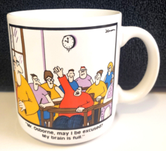 Gary Larson Far Side &quot;Mr. Osborne, My Brain Is Full&quot; 1986 Teacher Coffee Cup Mug - £14.42 GBP