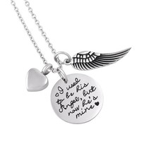 &quot;I used to be his Angel but now he is mine&quot; Circle Cremation Urn Pendant w/Chain - £75.12 GBP