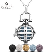 18mm Hollow cage Pendant Aromatherapy locket Diffuser Lava Necklace fit Colorful - £17.12 GBP