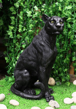 Ebros Realistic Large Black Ghost Panther Jaguar Hunter 20&quot;H Garden Patio Statue - £87.81 GBP