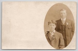 RPPC Two Handsome Young Men Floyd &amp; James Dudley c1908 Real Photo Postcard C42 - £7.05 GBP
