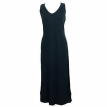 Ralph Lauren Navy Blue Fine Linen Rib V-Neck Midi Dress L - £69.37 GBP