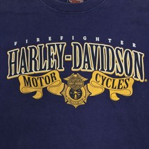Men&#39;s Harley Davidson Motorcycles Firefighter Blue Short Sleeve T-Shirt ... - £23.58 GBP