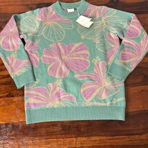 Rareism Women's XS Blue Floral Crew Neck Pullover Sweater Long Sleeve - $44.55