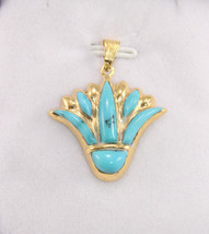 Egyptian Jewelry Handmade Egyptians Pendant Lotus Flower 18K Yellow Gold 4 Gr - $506.34+