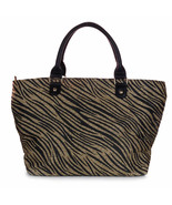 Black Brown Zebra Straw Shopper Beach Gym Tote Bag  Handbag  Purse Big L... - $27.06 CAD