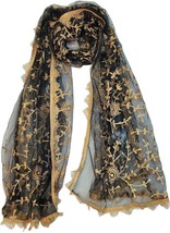 Women&#39;s Dupatta net with Lace Borders scarf stole chunni - $24.61