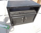 Small Rolling Entertainment Center TV Stand Wood Black Cabinet LOCAL PICKUP - $40.50