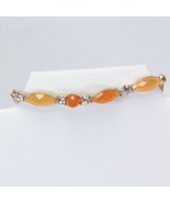 Napier Bracelet 6 1/2&quot; Long Orange Amber Stone Estate Fashion Jewelry - $13.71