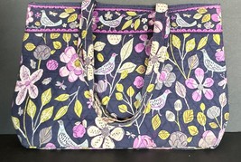 Vera Bradley tote/handbag Floral Nightingale Navy/Purple Birds Get Carri... - $26.18