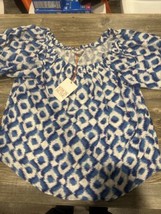 Women&#39;s Elbow Sleeve Peasant Blouse - Knox Rose Blue Ikat. Size XS. NWT. 1 - £10.27 GBP