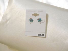 Department Store 1/4&quot;Sterling Silver Light Blue Butterfly Stud Earrings Y369 - £8.30 GBP
