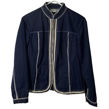 Chicos Jacket Women S Blue Full Zip Mock Neck Lined Long Sleeves Nylon - £24.62 GBP