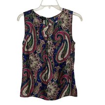 Talbots Pink Green Silk Sleeveless Blouse Womens Size 2 Paisley Pattern - $15.00