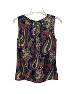 Talbots Pink Green Silk Sleeveless Blouse Womens Size 2 Paisley Pattern - $15.00