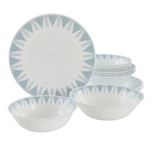 Ultra by Gibson Piper Point 12 Piece Opal Glass Dinnerware Set in White ... - $85.99