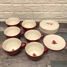 NEW set of 6 Starbucks Cup &amp; Saucer Christmas 2006 Red White Christmas T... - £94.40 GBP