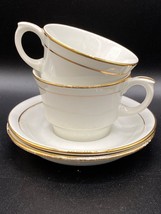 Arabia 2x Demi-tasse cups &amp; saucers white porcelain, gold, VTG 1949-64 F... - $27.36