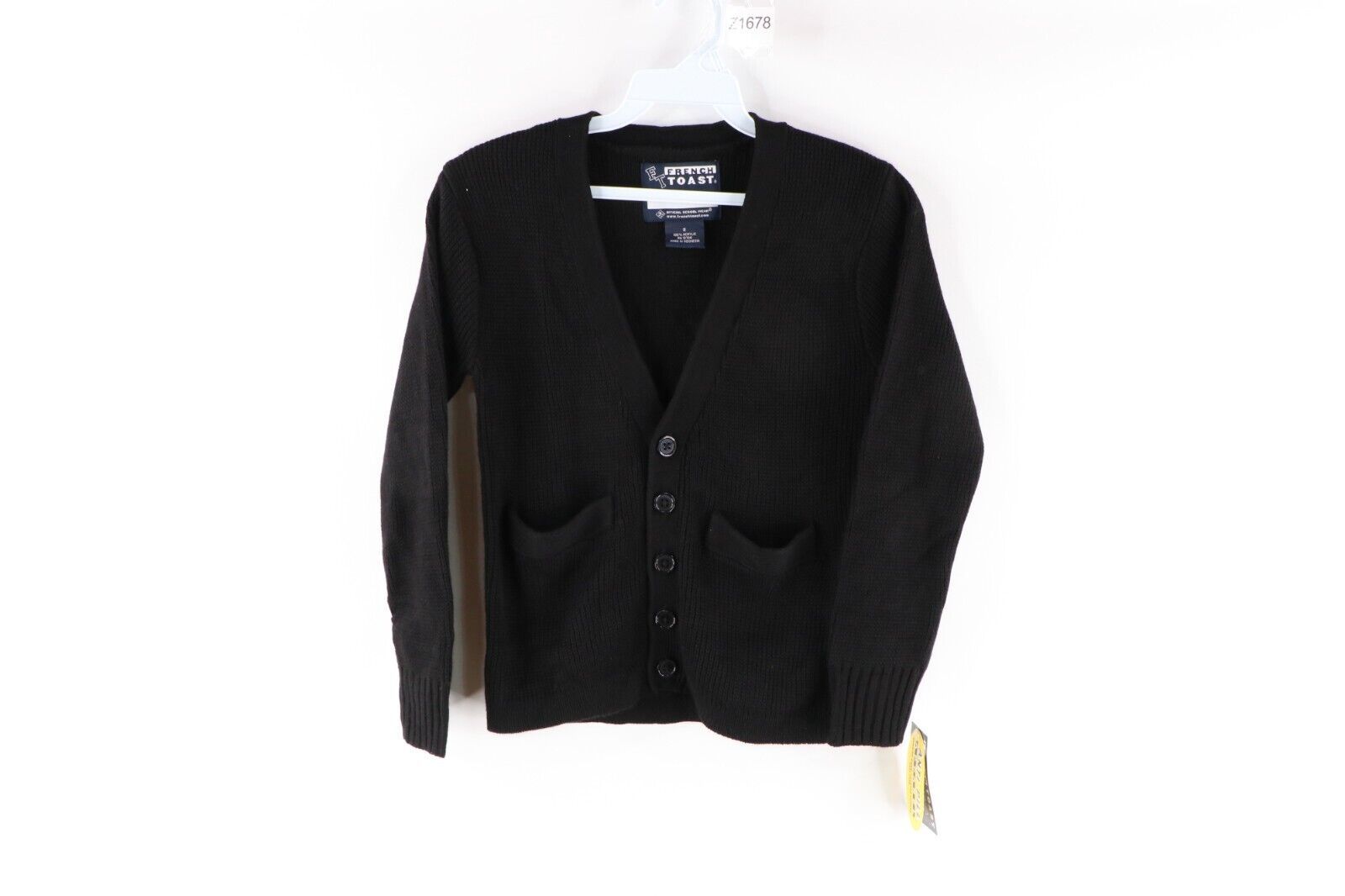 Primary image for NOS Vintage Childrens Size 8 School Uniform Button Knit Cardigan Sweater Black