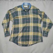 Bill Blass Mens Large Flannel Shirt Plaid 100% Cotton Long Sleeve Button... - £23.54 GBP