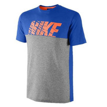 Nike Mens Blind Side T-Shirt Size X-Large Color Blue/Orange/Grey - £38.62 GBP
