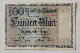 GERMANY 100 MARK REICHSBANKNOTE 1922 VERY RARE NO RESERVE - $9.46