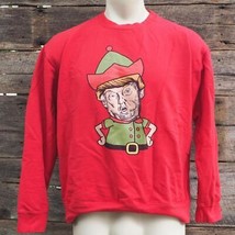 Donald Trump Elf Sweatshirt Mens Size Large Red Ugly Christmas Sweatshirt - £30.32 GBP
