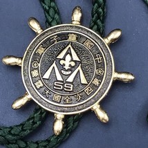 Vintage 59 Boy Scouts Japan Nippon Gold Tone Metal Bolo Tie 1.75&quot; Dia - £17.03 GBP